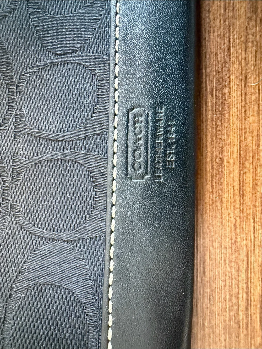 Black Coach Leather Coin Pouch with Gold Zipper